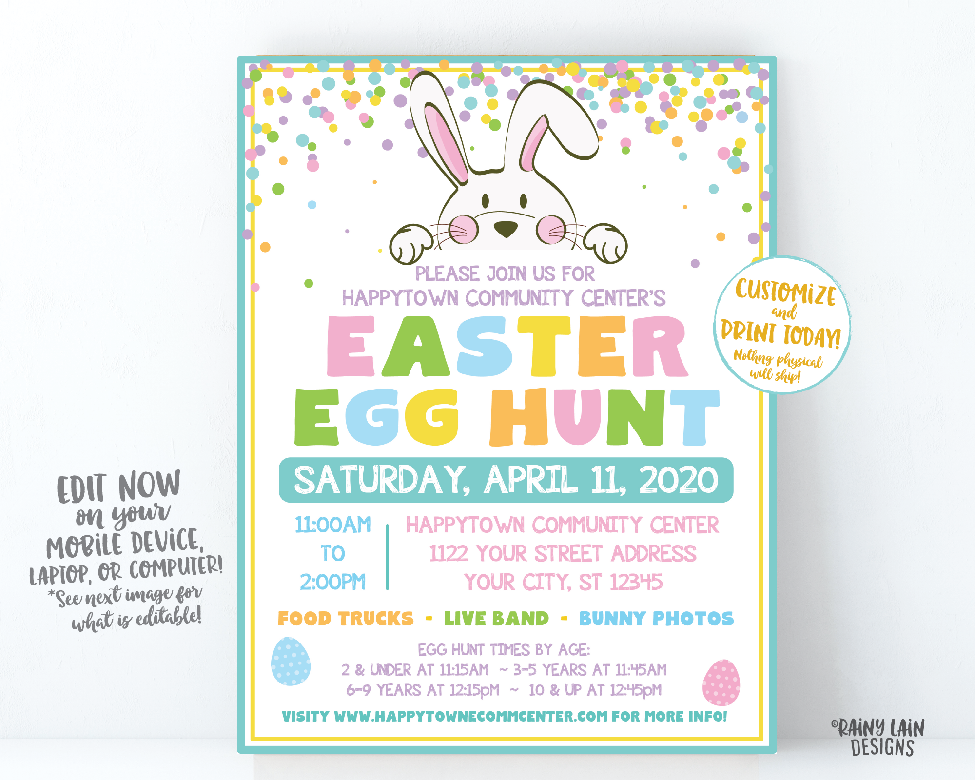 Easter Egg Hunt Flyer, Egg Hunt Invite Printable, Easter Egg Hunt Invi – Rainy Lain Designs LLC